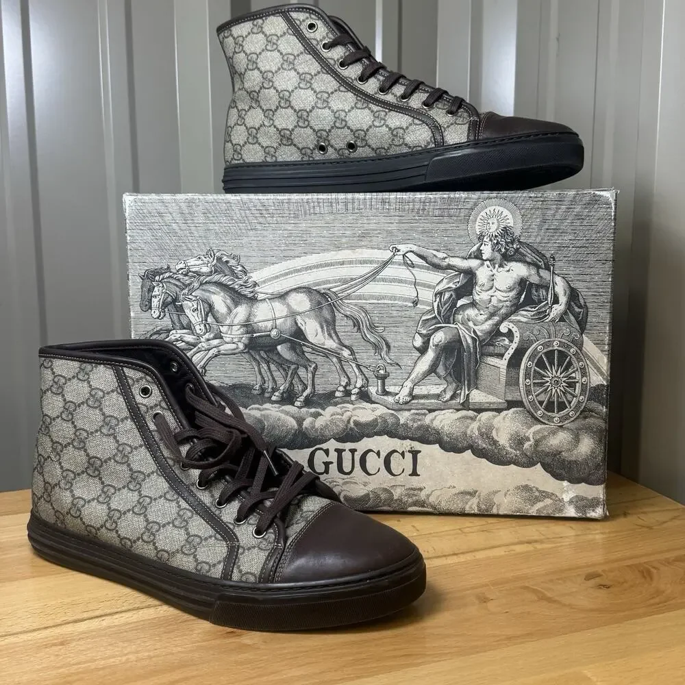Gucci GG Supreme Monogram High Top Men's UK 10~US 11 295383 - Missing Insoles